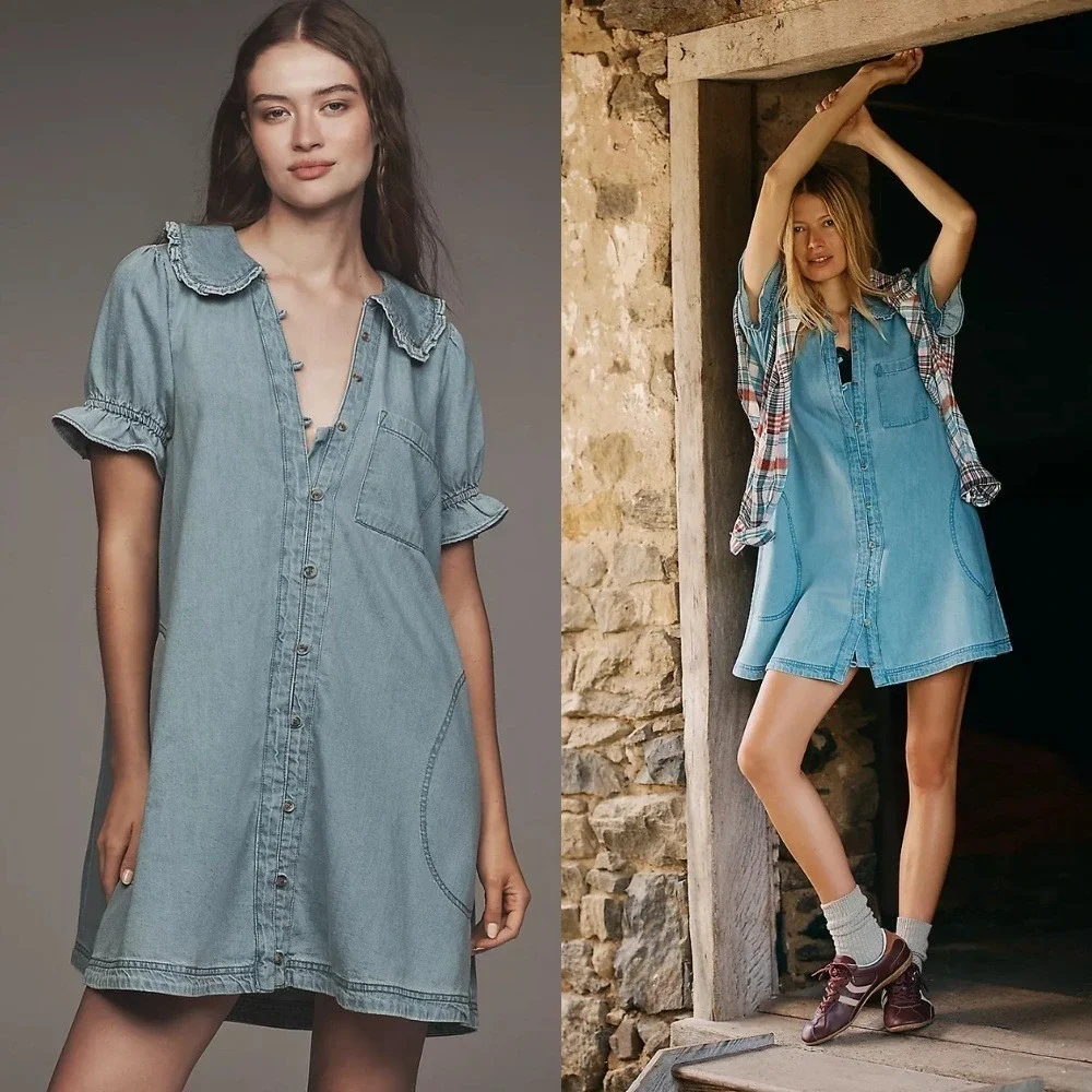 pilcro denim mini shift dress Pilcro Denim Buttondown Shift Dress